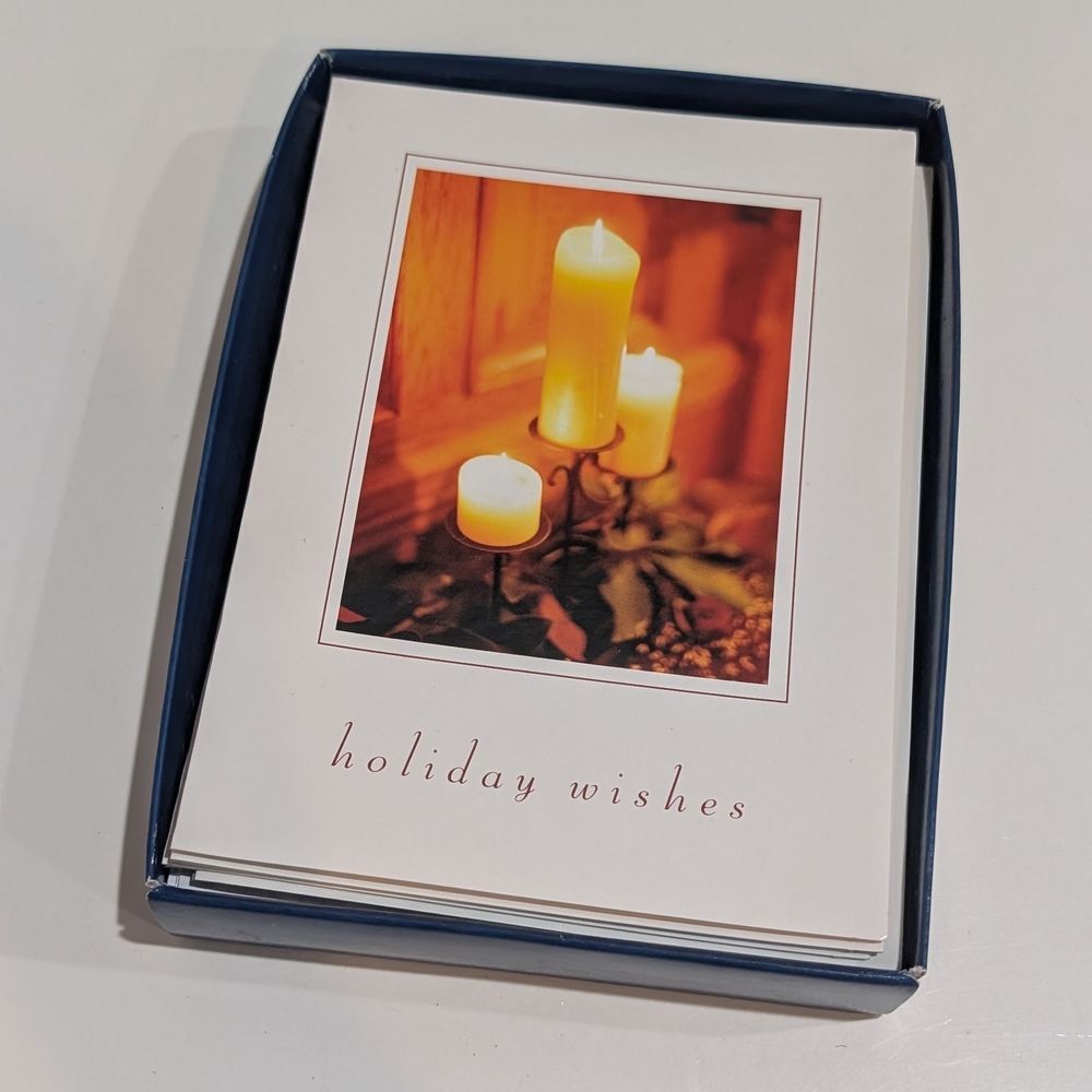 Elegant Candle Holiday Greeting Cards - Open Box, 16 Cards and Envelopes